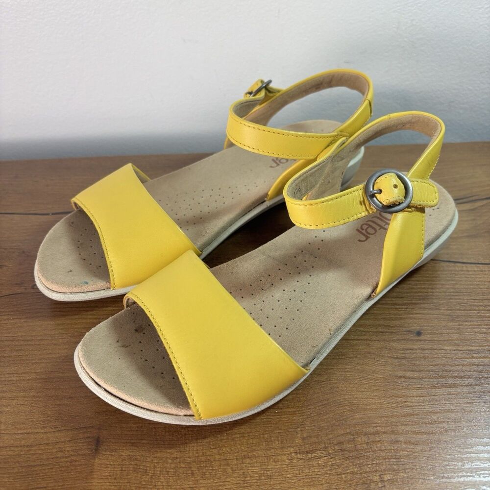 Hotter Women's Size US 6 STD Yellow Tropic Sandals Ankle Strap Flats